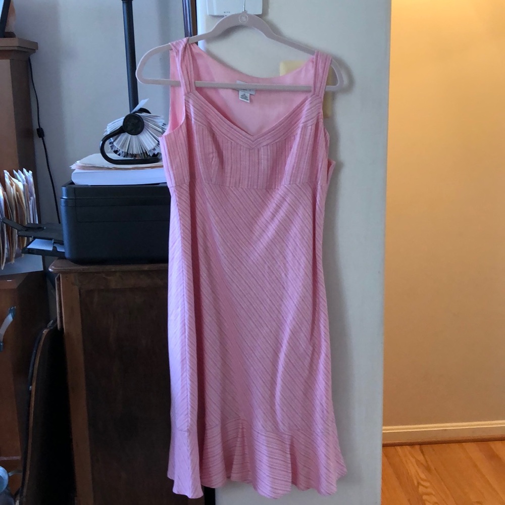 Ann Taylor Loft Pink and white striped sundress